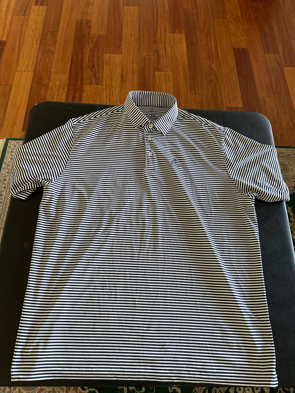 Rhoback Men's Navy and White Striped Polo Shirt Men’s 2XL